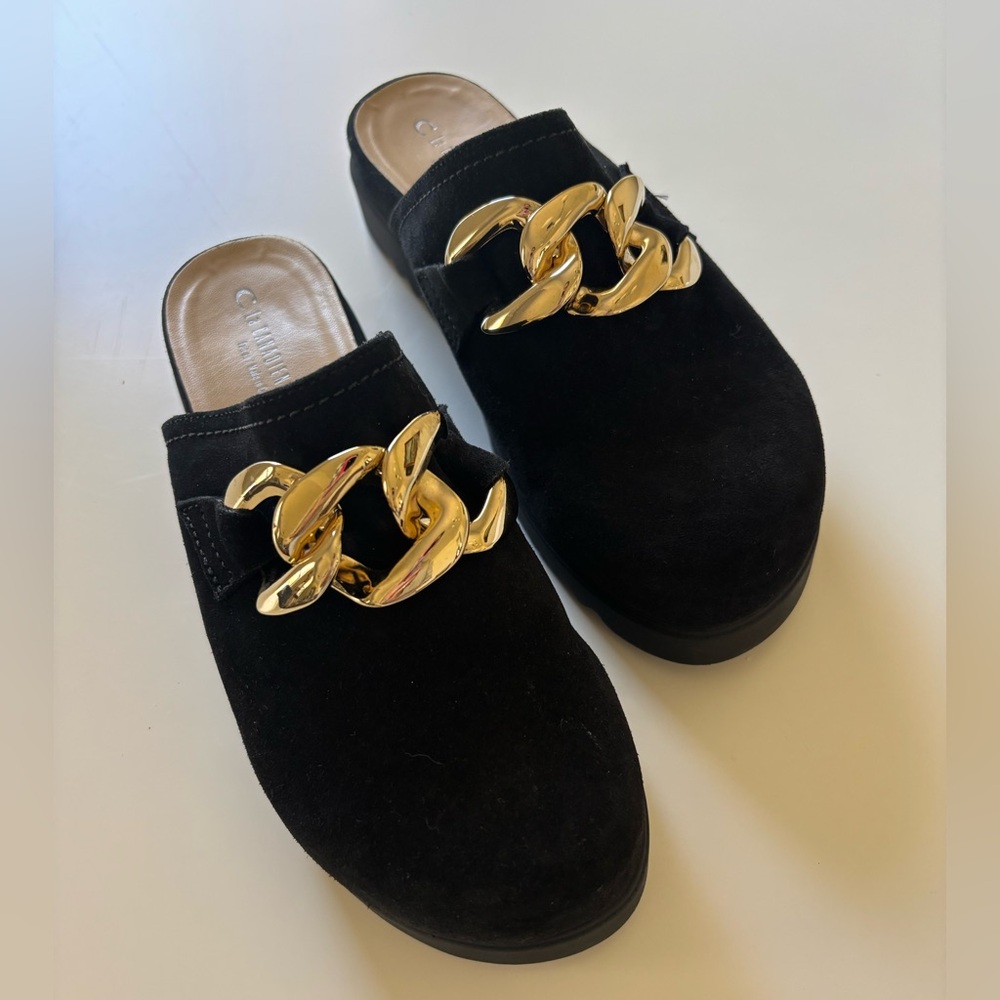 BRAND NEW Luxury Brand - C LA Canadienne Black Suede Mules Slides Size 8